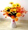 2 Bunches Artificial Sunflowers Flowers and 2 Bunches Artificial Marigold Flower